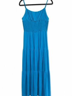 SHEIN Turquoise Blue Smocked Maxi Dress with Spaghetti Straps